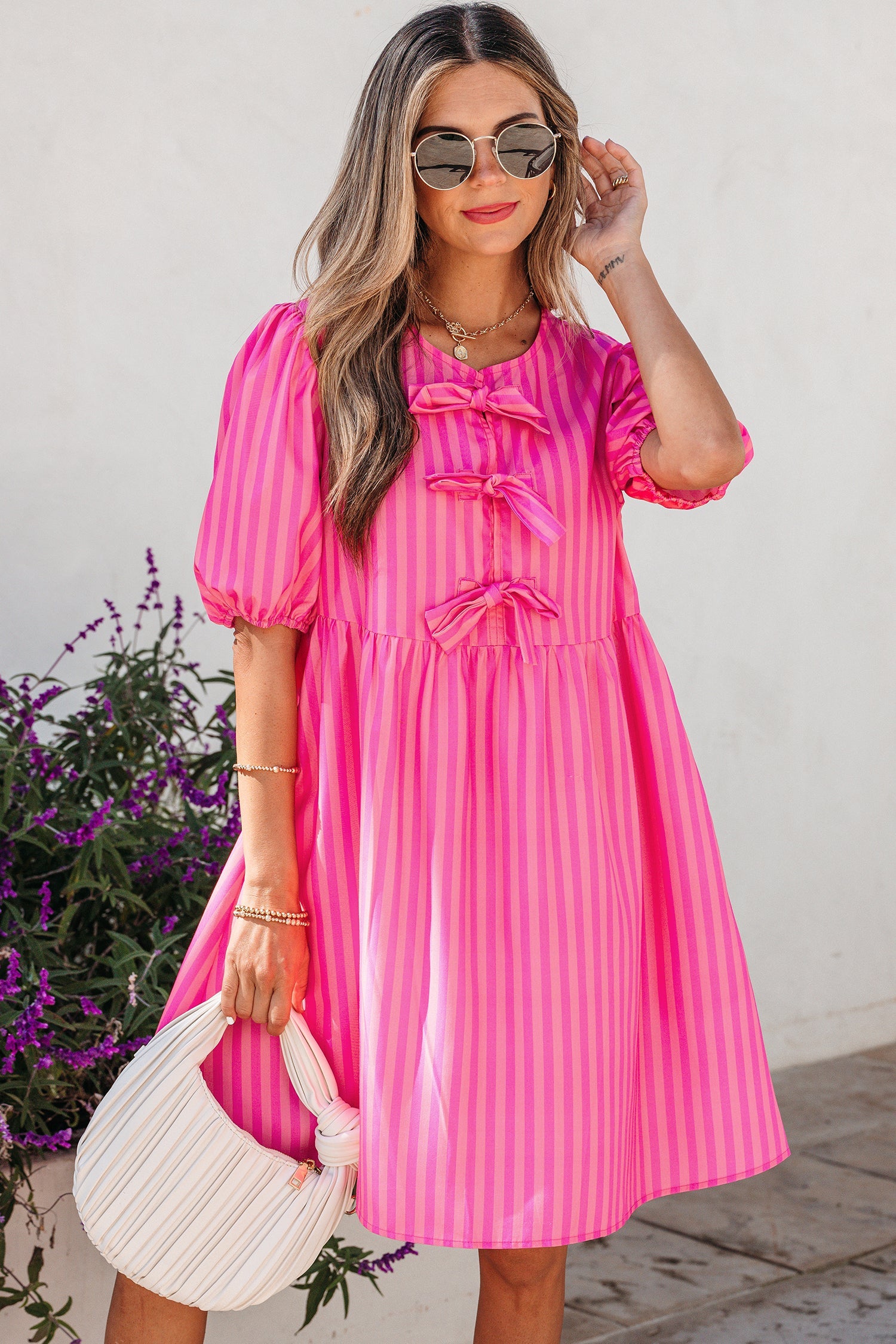 Violet Puff Sleeve Mini Dress