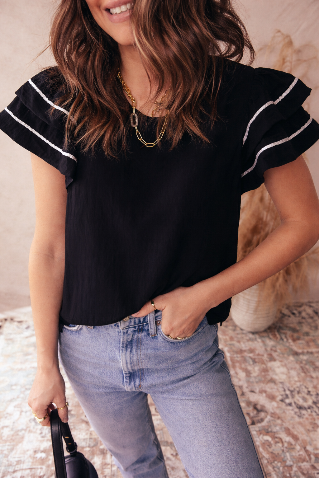 Amani Short Sleeve Textured Blouse