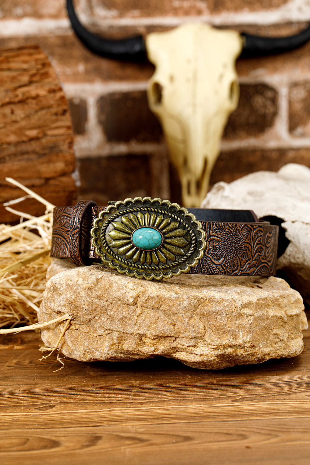 Royalty Embossed Faux Leather Belt