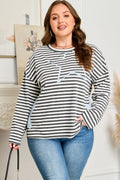 Sevyn Contrast Star Stitched Long Sleeve PLUS Top