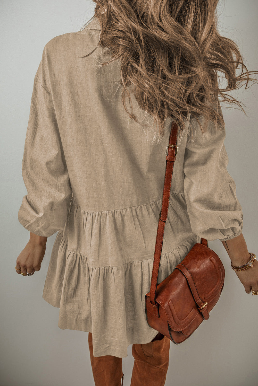 Scarlet Sleeve Tiered Pleated Shirt