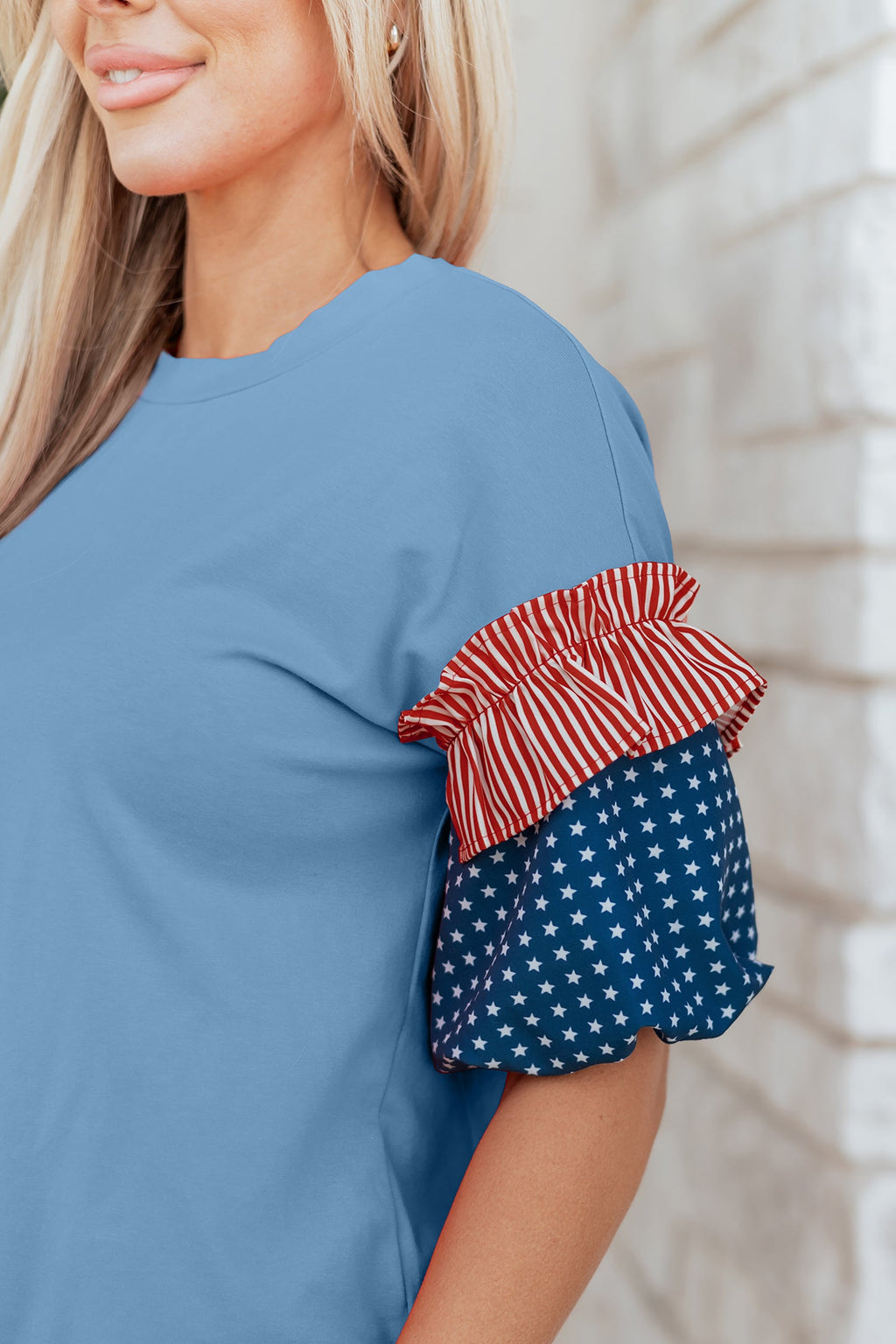 Henley Short Puff Sleeve Top