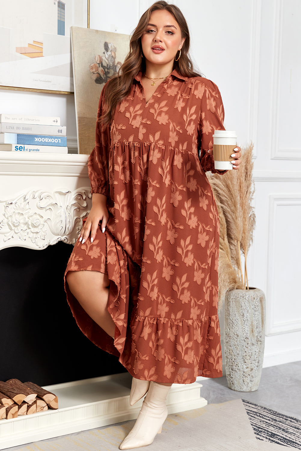 Mallory 4 Sleeve Long PLUS Dress