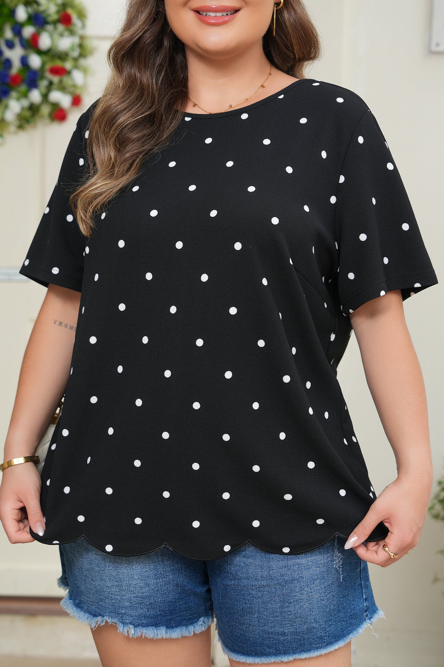 Margaret Dotted Casual PLUS Top