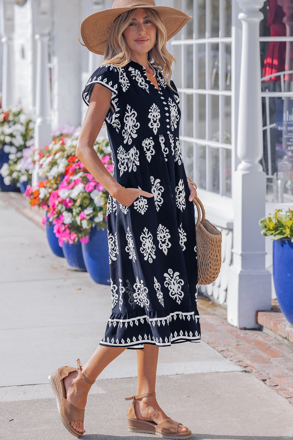 Halo Short Sleeve Midi Dress