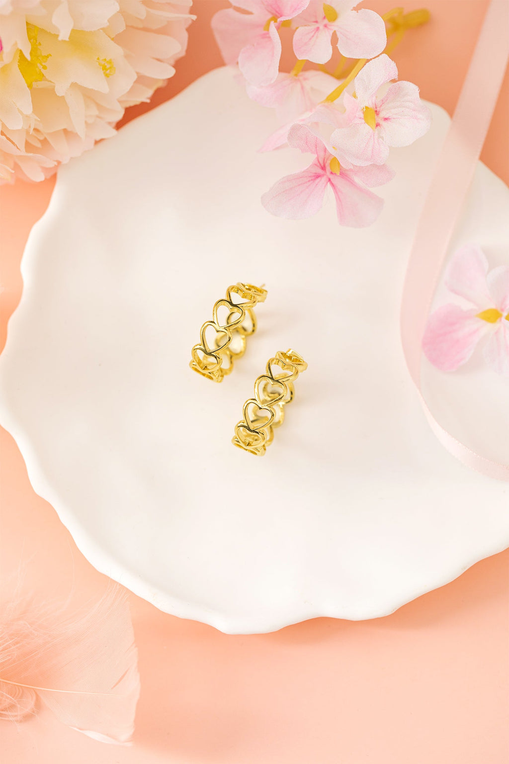 Lavender Link Hoop Stud Earrings