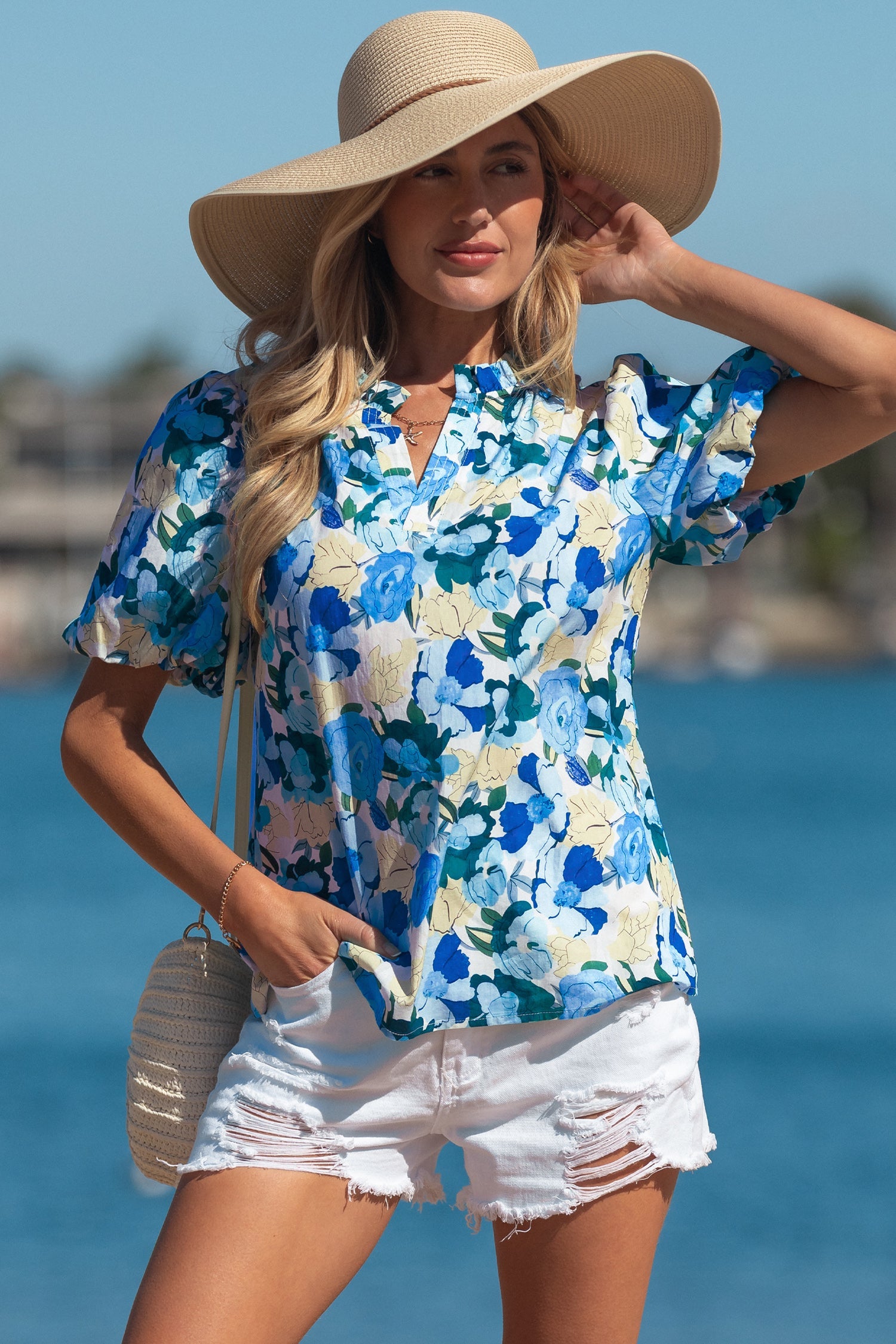 Leilani Short Puff Sleeve Blouse