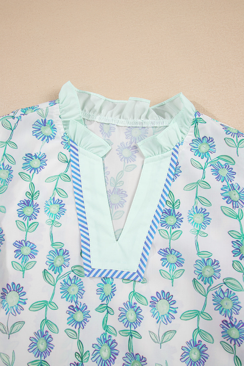 Keilani Patchwork Flutter Sleeve Blouse
