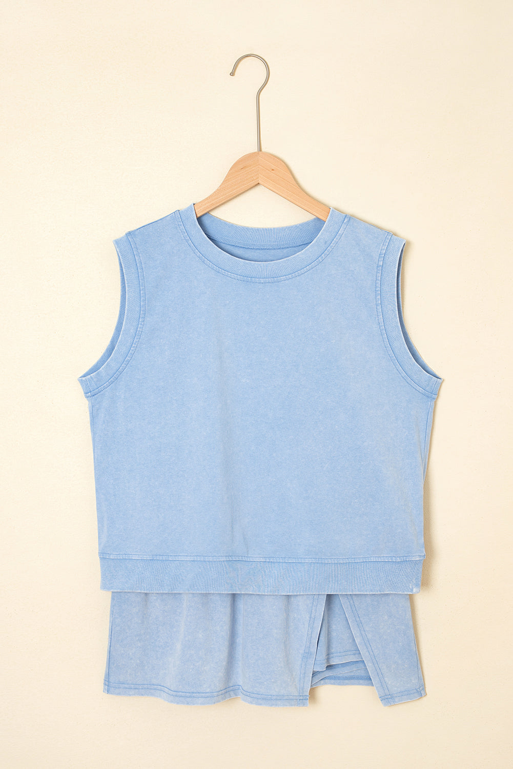 Aria 2 Pieces Mineral Wash Cotton Tank Top Lined Split Skirt Set