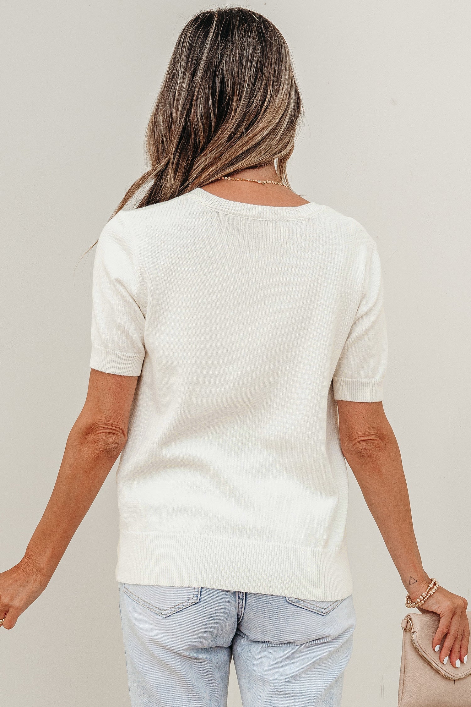 Regina Printed Short Sleeve Sweater