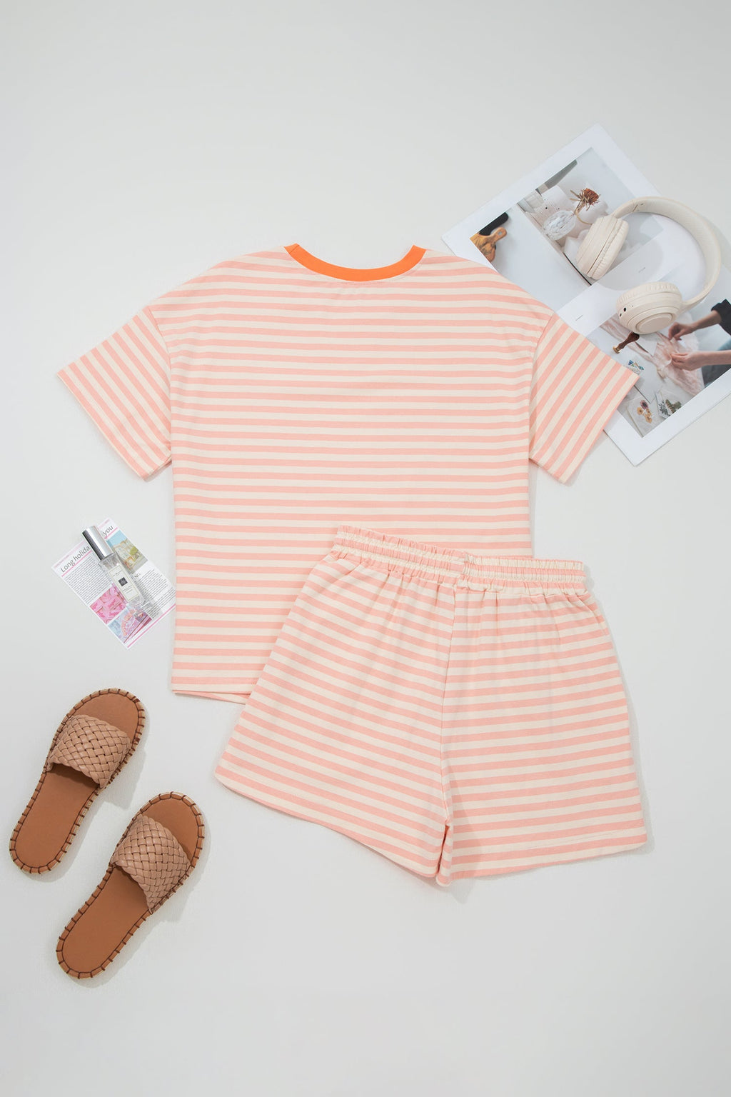 Adelina Stripe Contrast Loose Tee Set