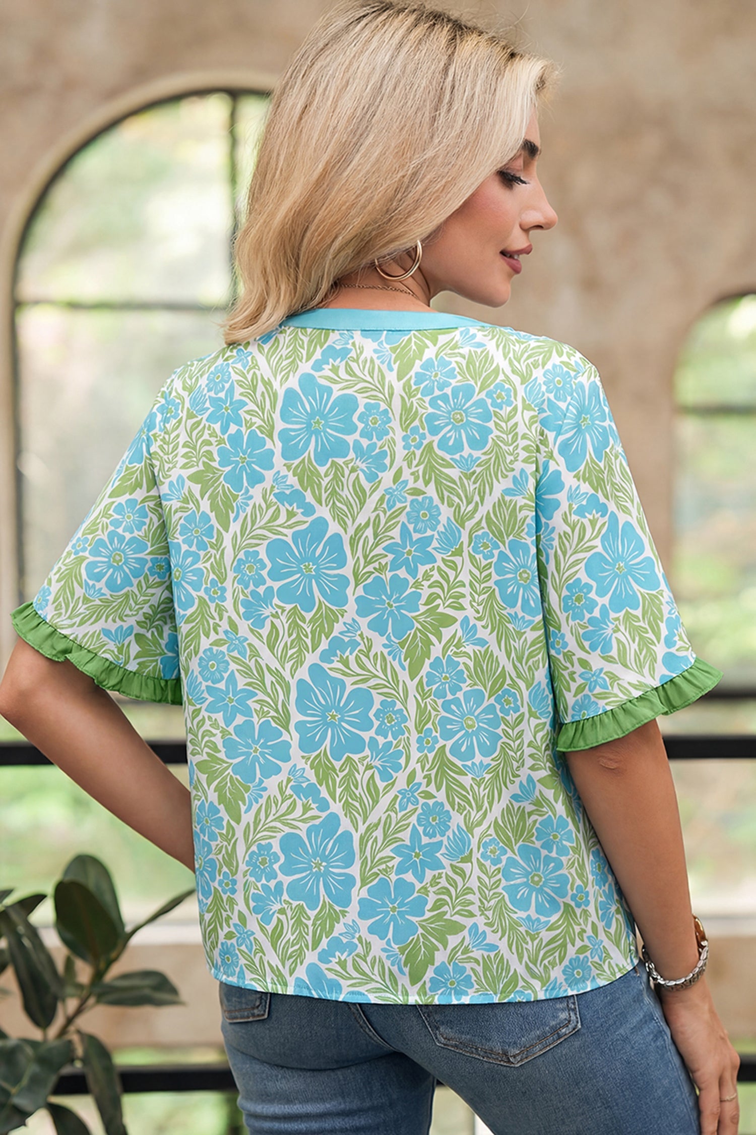 Waverly Trim Half Sleeve Blouse
