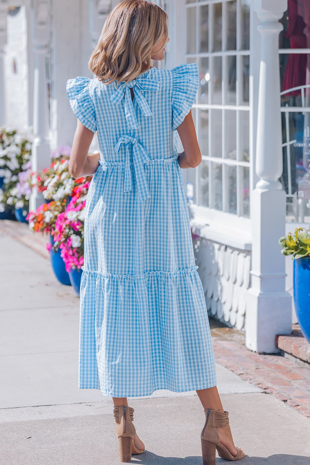 Deborah Sleeve Gingham Maxi Dress
