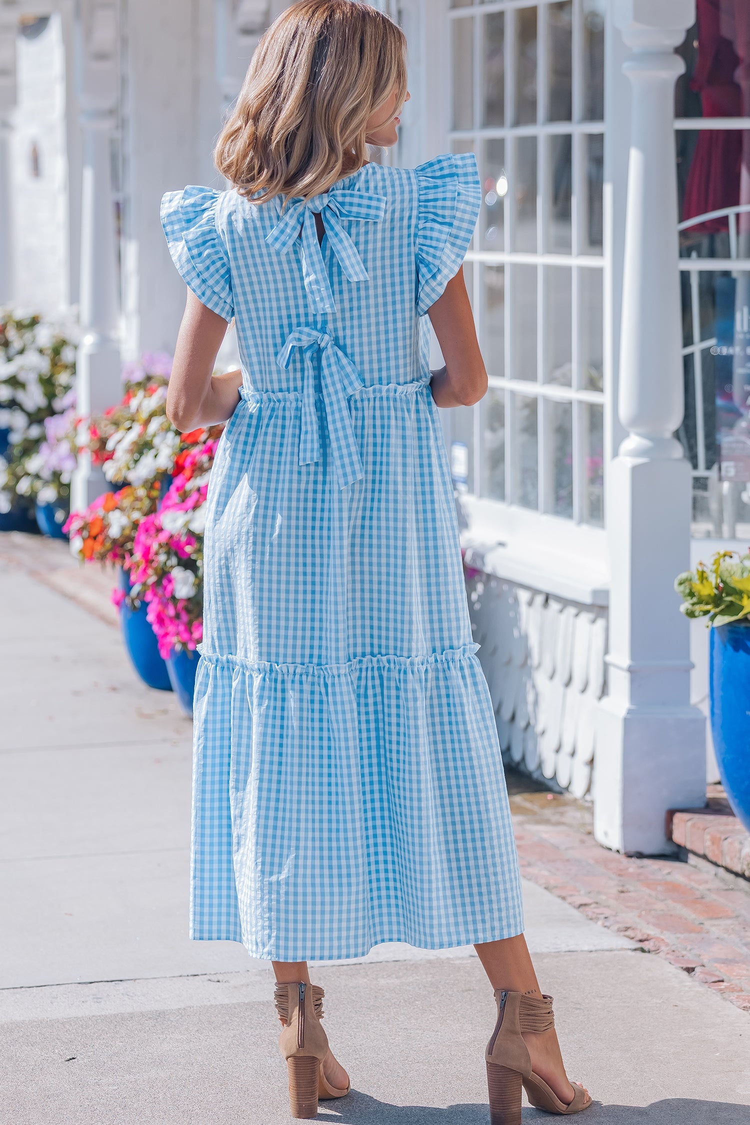 Deborah Sleeve Gingham Maxi Dress