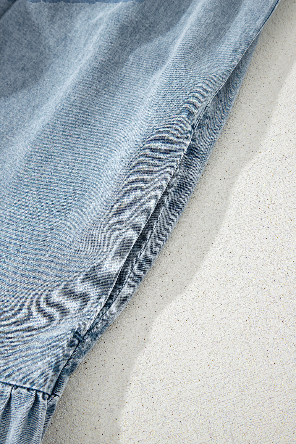 Clare Sleeveless Ruffled Chambray Dress