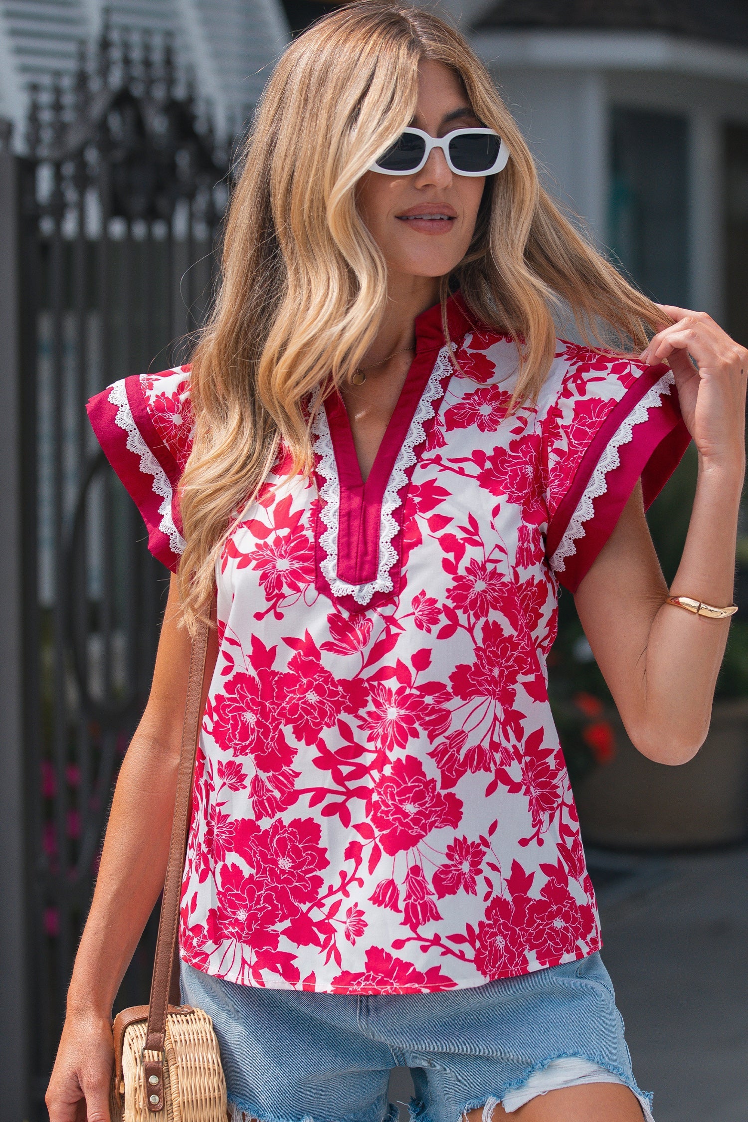 Dahlia Detail Flutter Sleeve Blouse