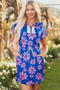 Elouise Floral Drawstring Waist Mini Dress