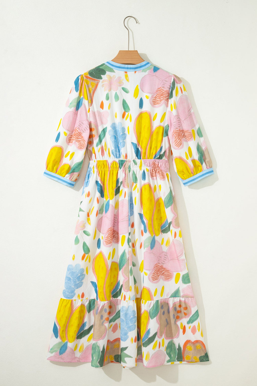 Angel Striped Trim Midi Dress