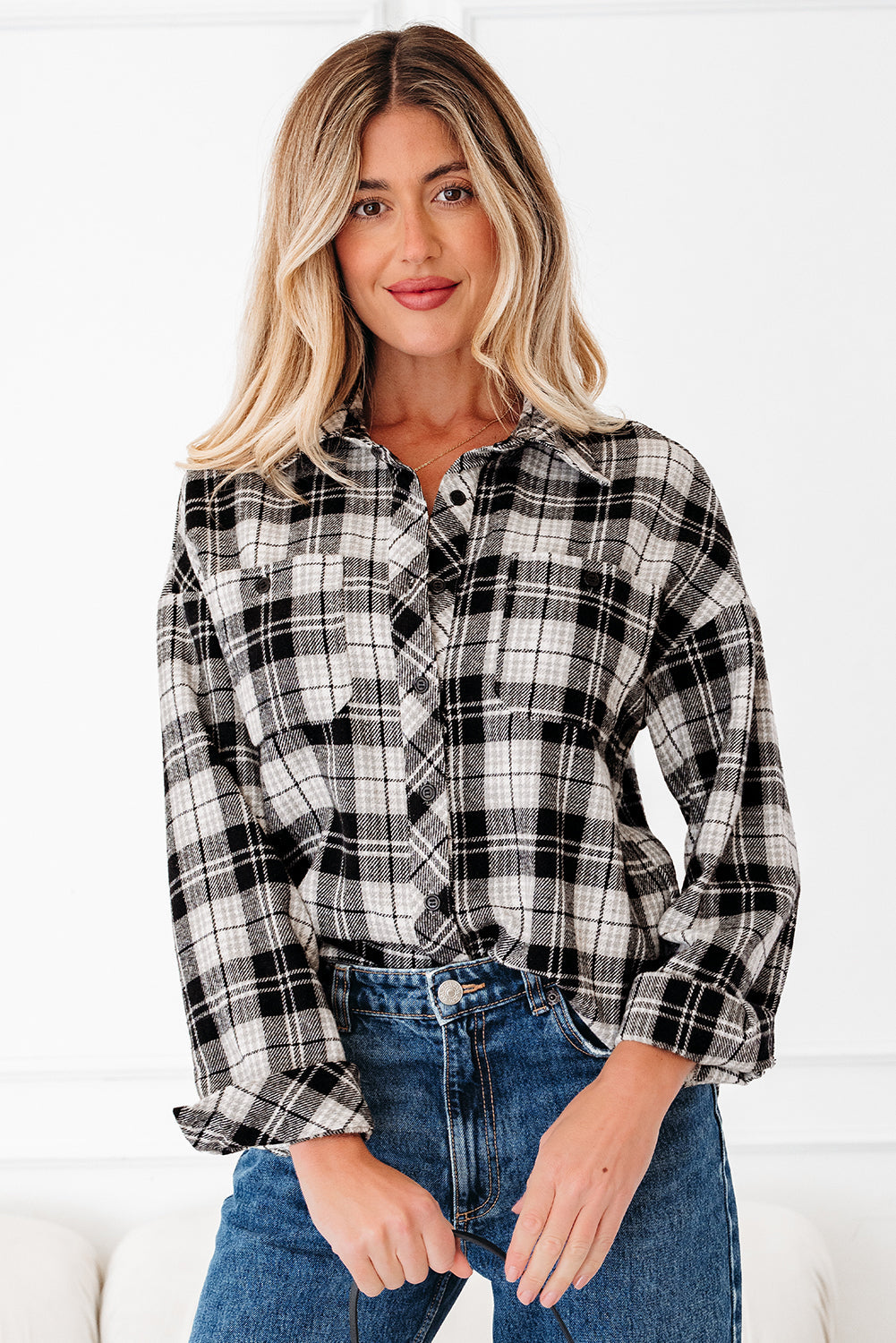 Leona Plaid Print Chest Shirt