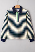 Louisa Contrast Collar Zip Long Sleeve Top