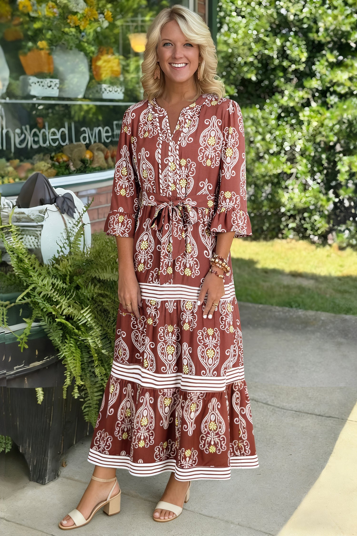 Katie Trim Tiered Maxi Dress