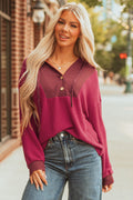 River Waffle Hooded Long Sleeve Top