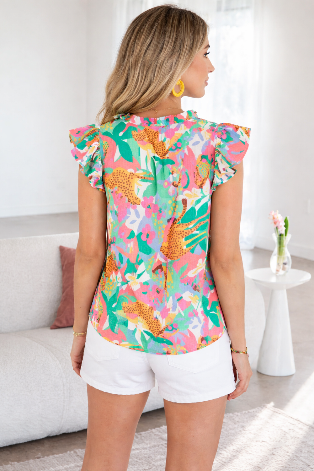 Magnolia Tie Summer Floral Blouse