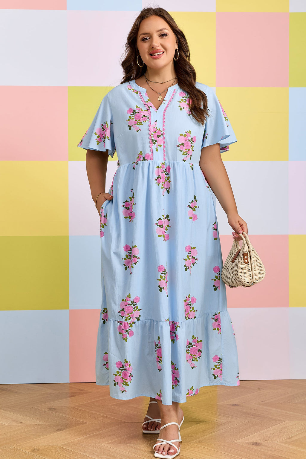 Lucy Print Scalloped Trim PLUS Dress