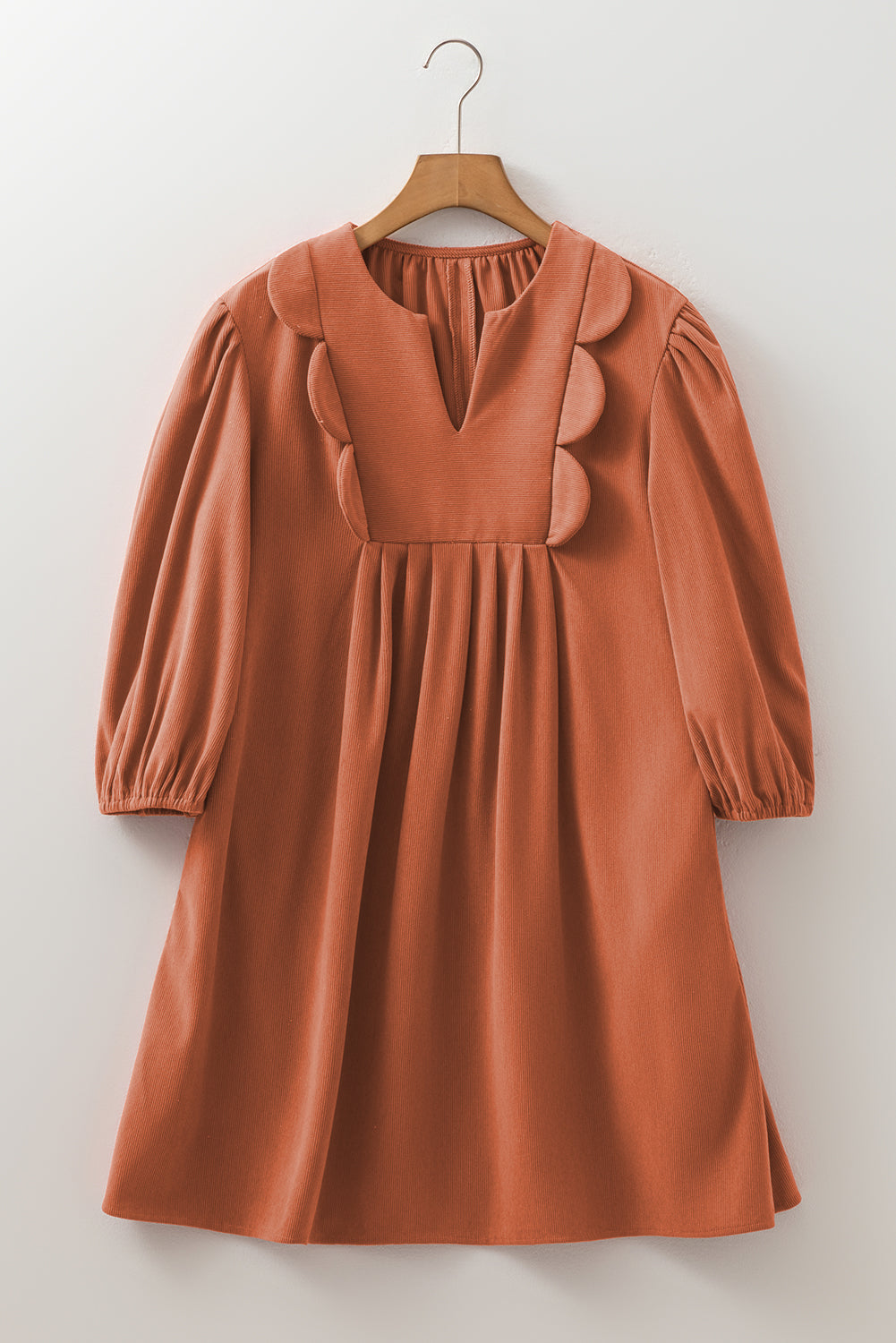 Yaranina Pleated Corduroy Mini Dress