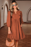 Yaranina Pleated Corduroy Mini Dress