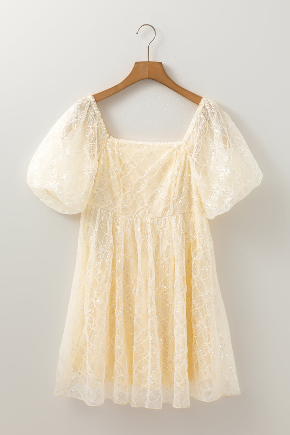 Winter Bubble Sleeve Square Dress