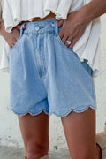 Fiona Scalloped Trim Casual Shorts