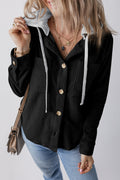 Isabella Hooded Drawstring Corduroy Shacket