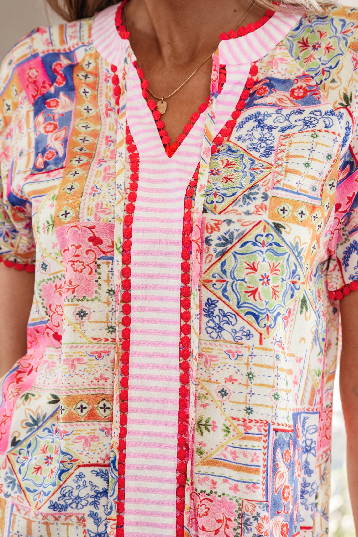 Deborah Print Short Sleeve Blouse