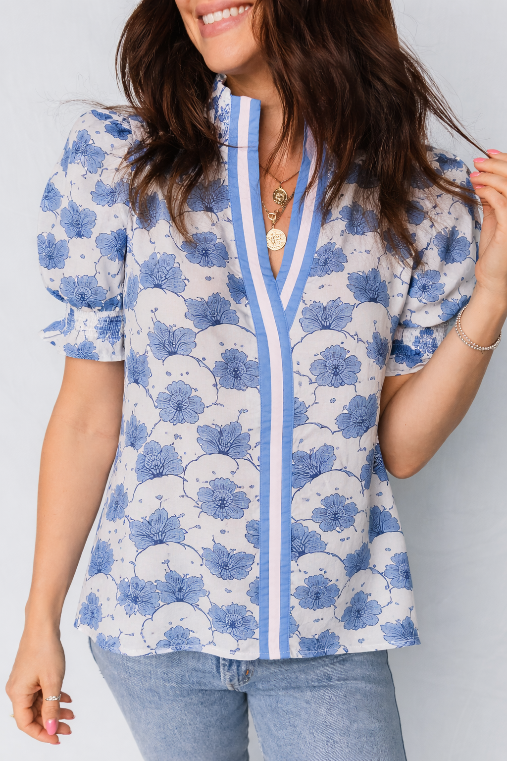 Mariam Sleeve Contrast Trim Blouse