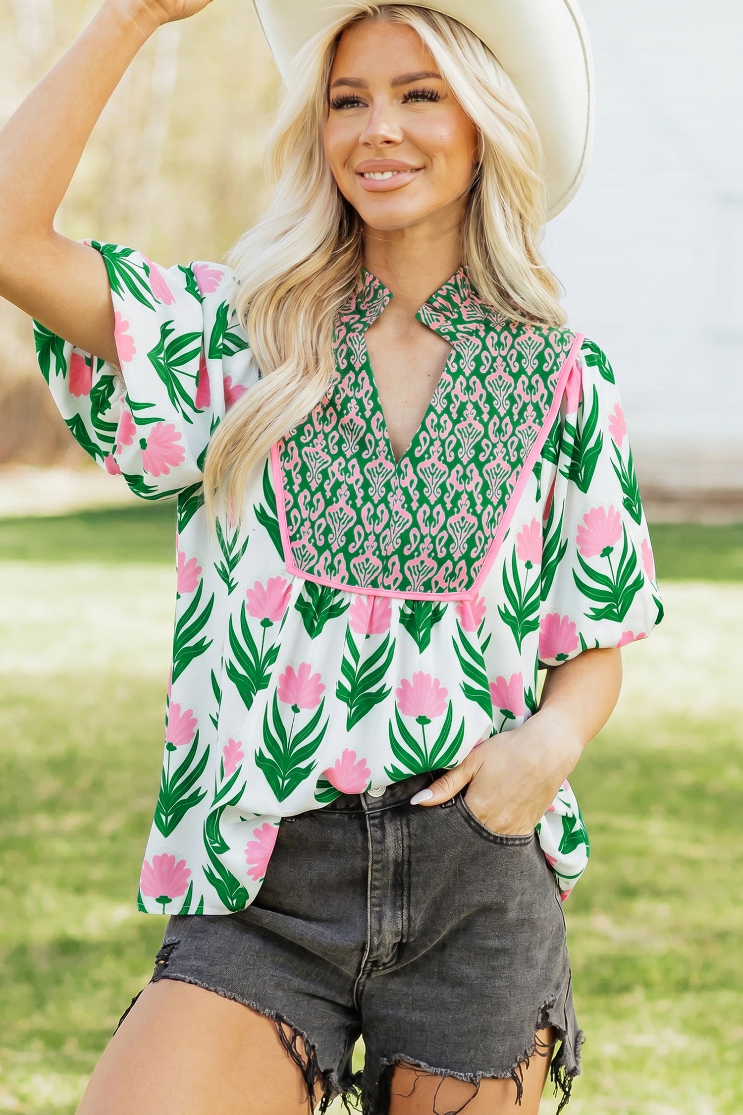 Amiri Sleeve Contrast Bordered Blouse