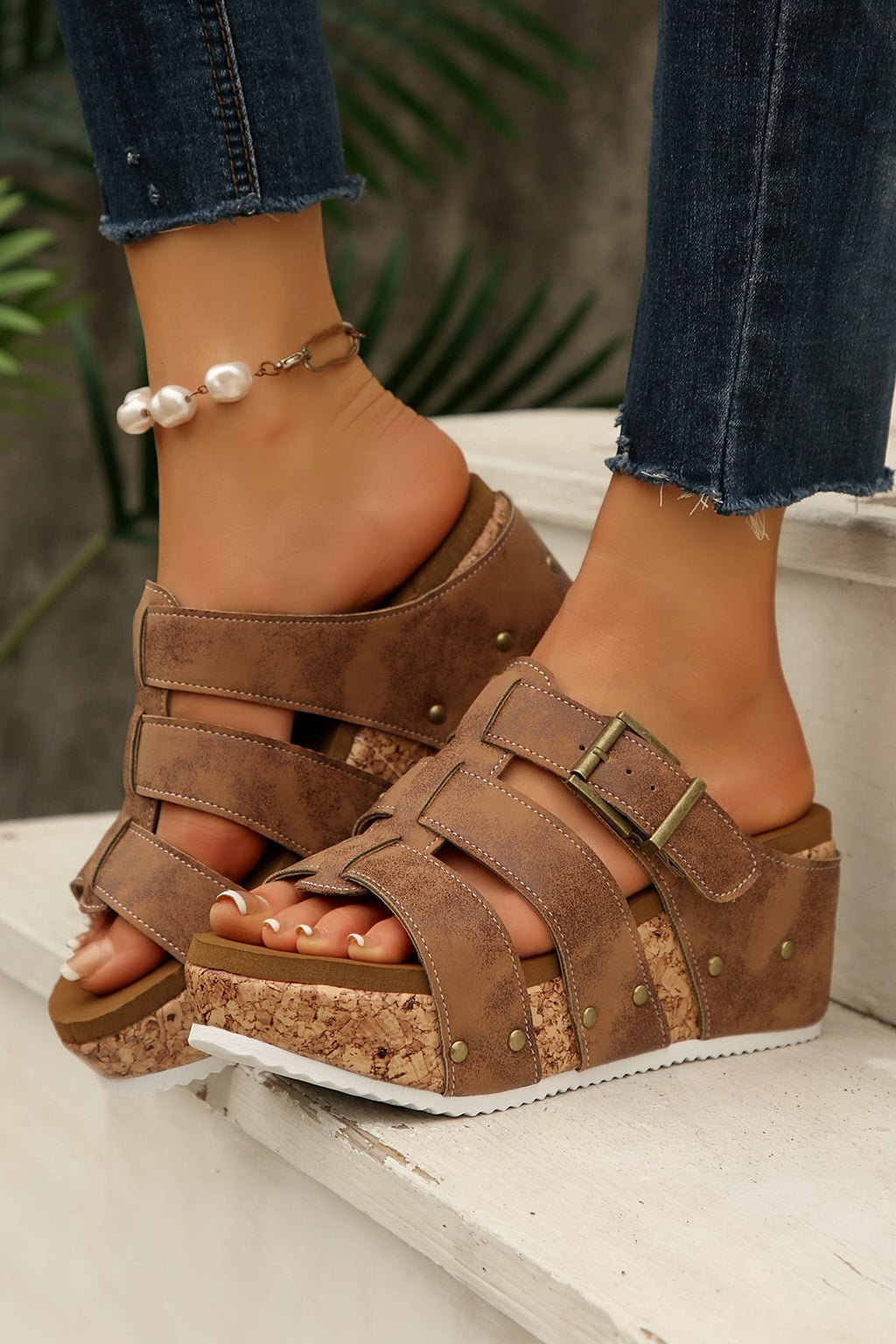 Melody Cork Wedge Platform Slippers