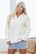 Raina Textured Collared Pullover