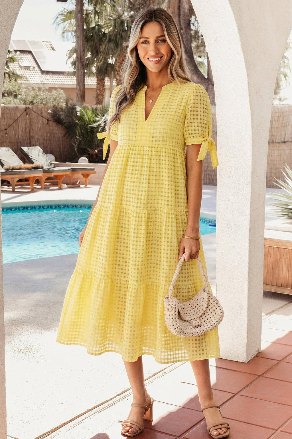 Skyla Sleeve Tiered Midi Dress