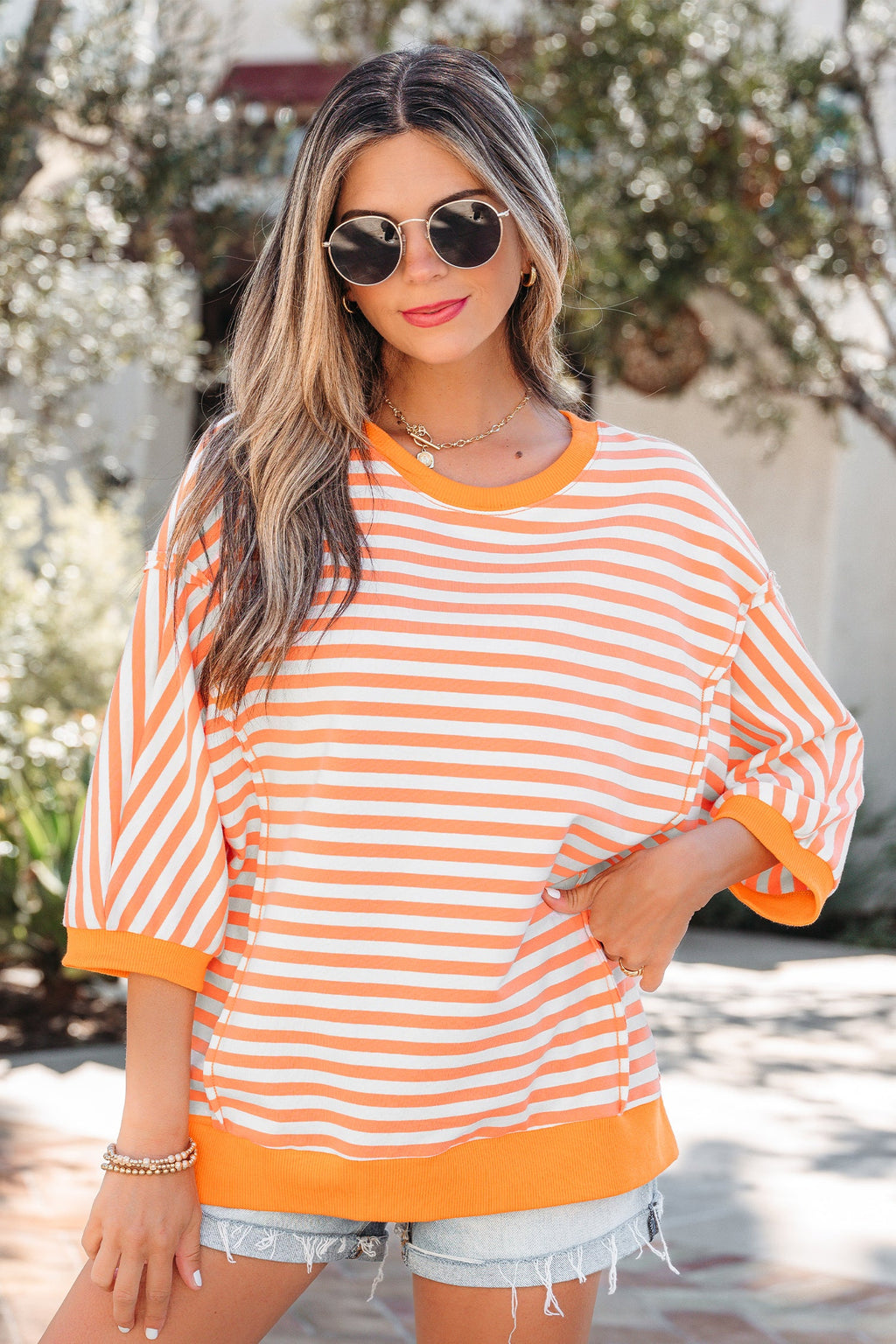 Dulce Seam Patchwork Pullover Top
