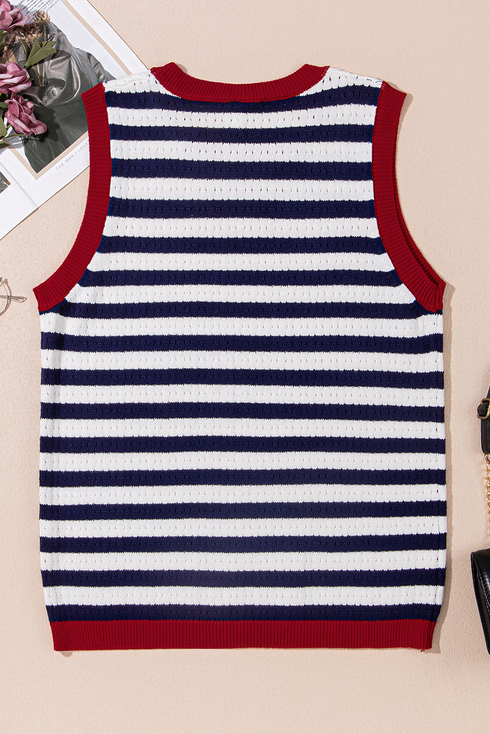 Amora Contrast Trim Sleeveless Sweater
