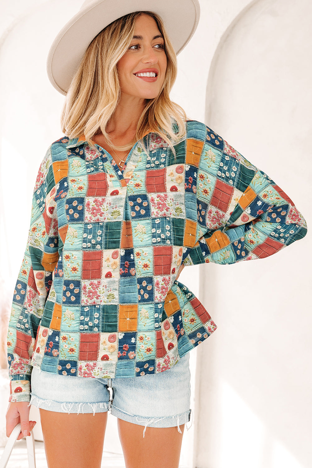 Zyla Up Sleeve Shift Blouse
