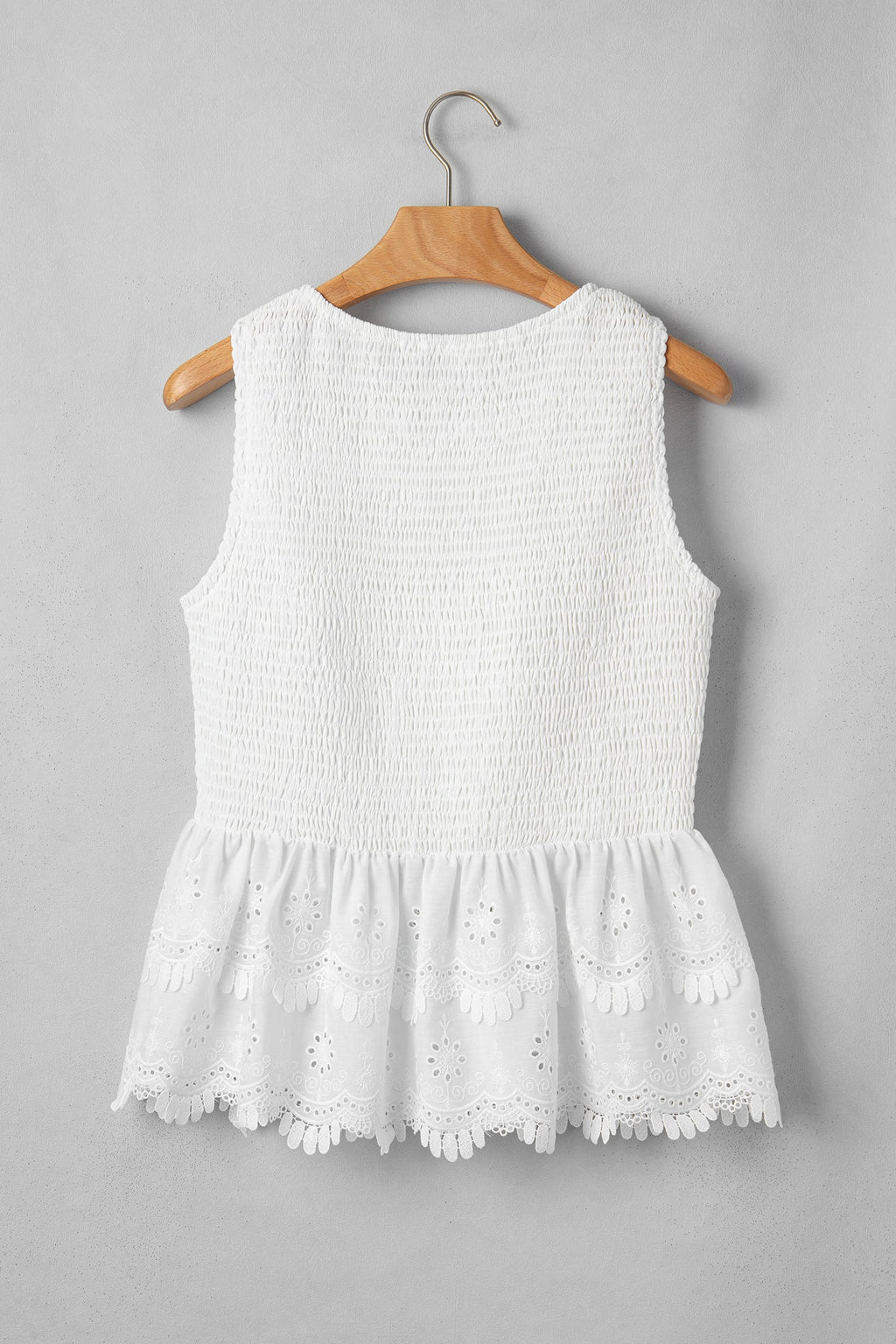 Danielle Smocked Lace Peplum Top