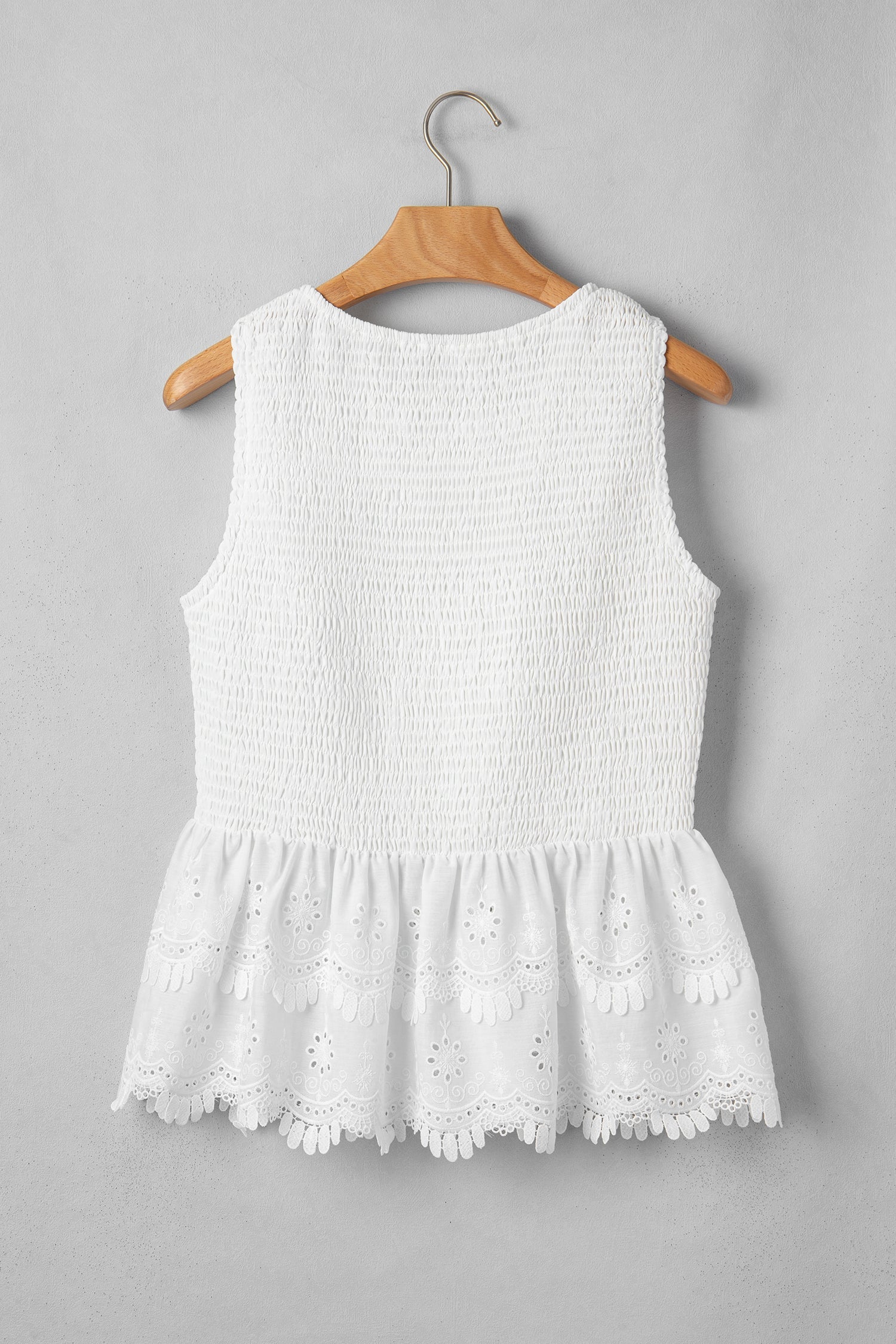 Danielle Smocked Lace Peplum Top