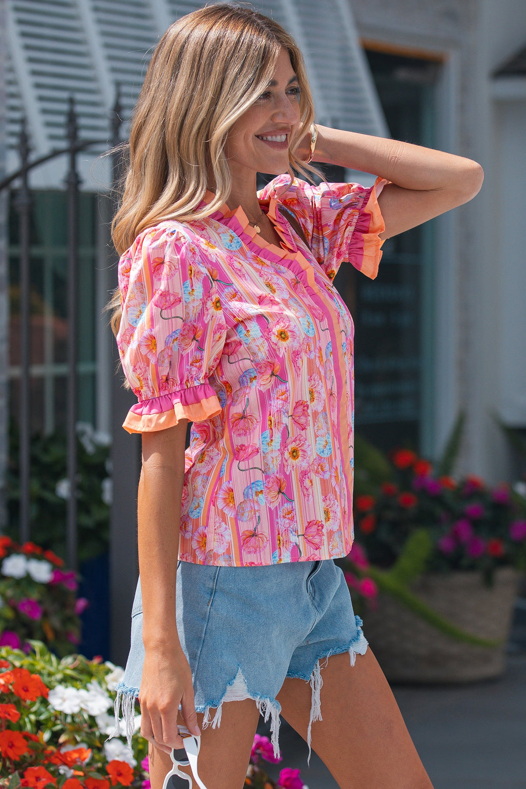 Danna Trim Short Sleeve Blouse
