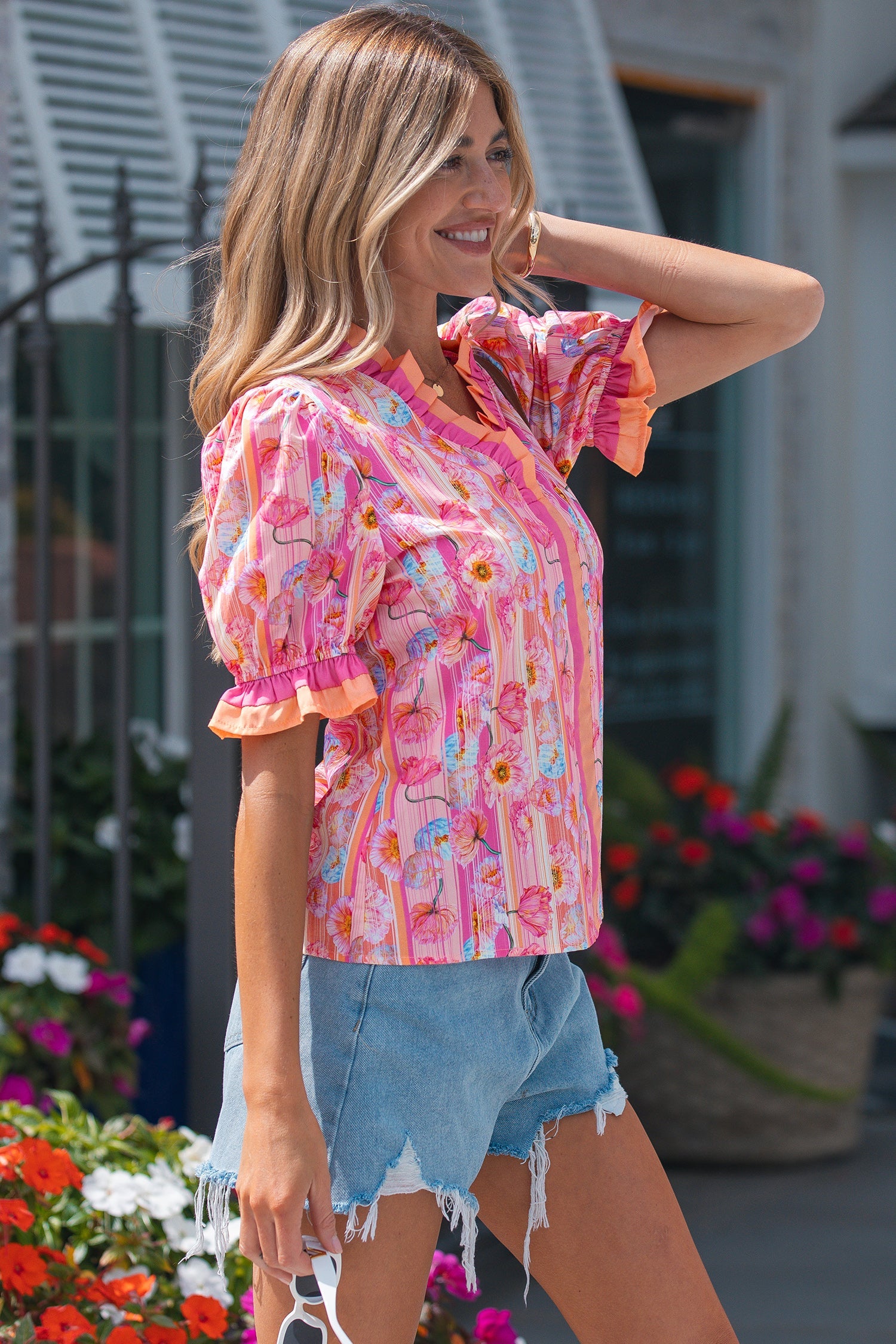 Danna Trim Short Sleeve Blouse