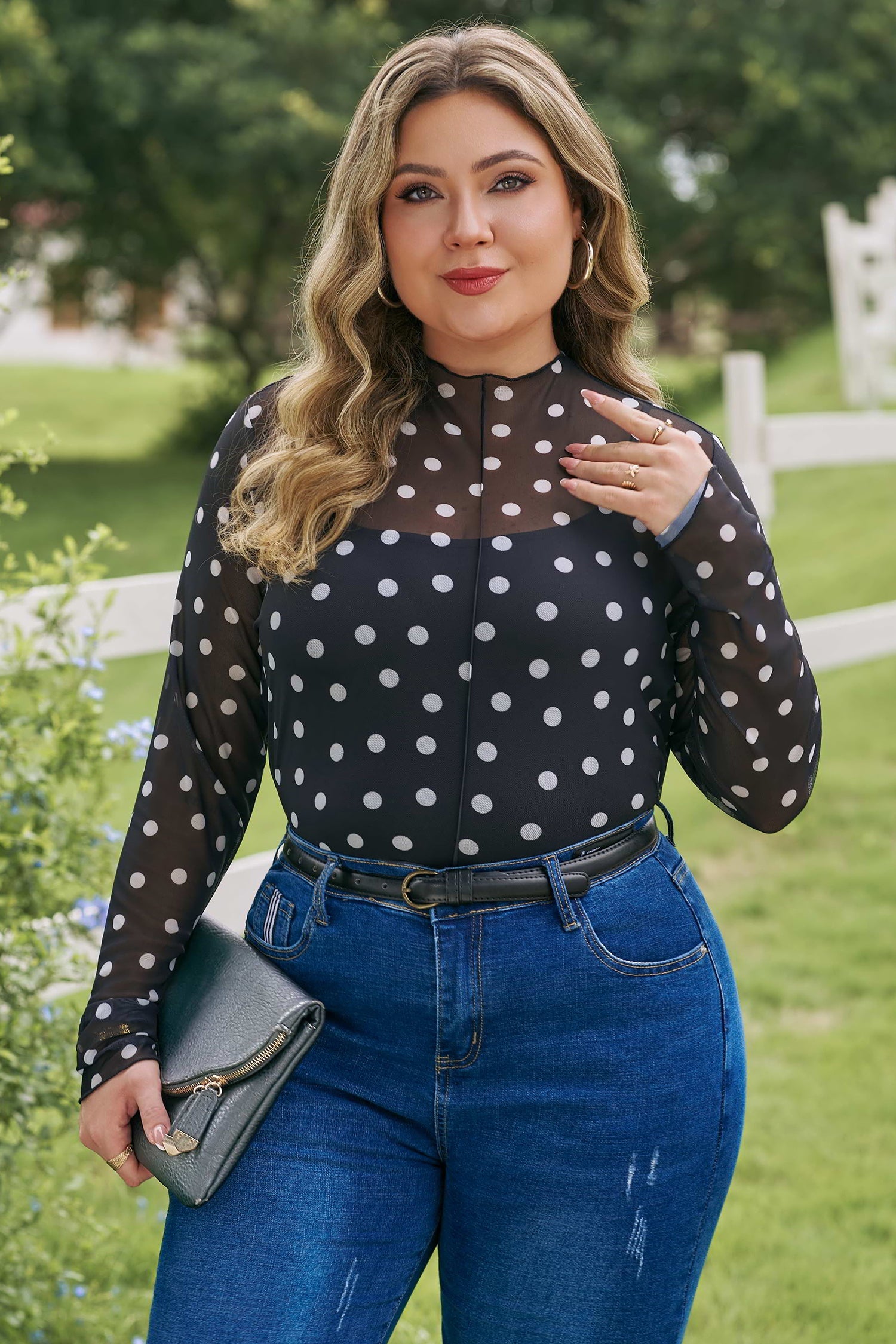 Anne Sleeve Mesh top Long Sleeve PLUS Top