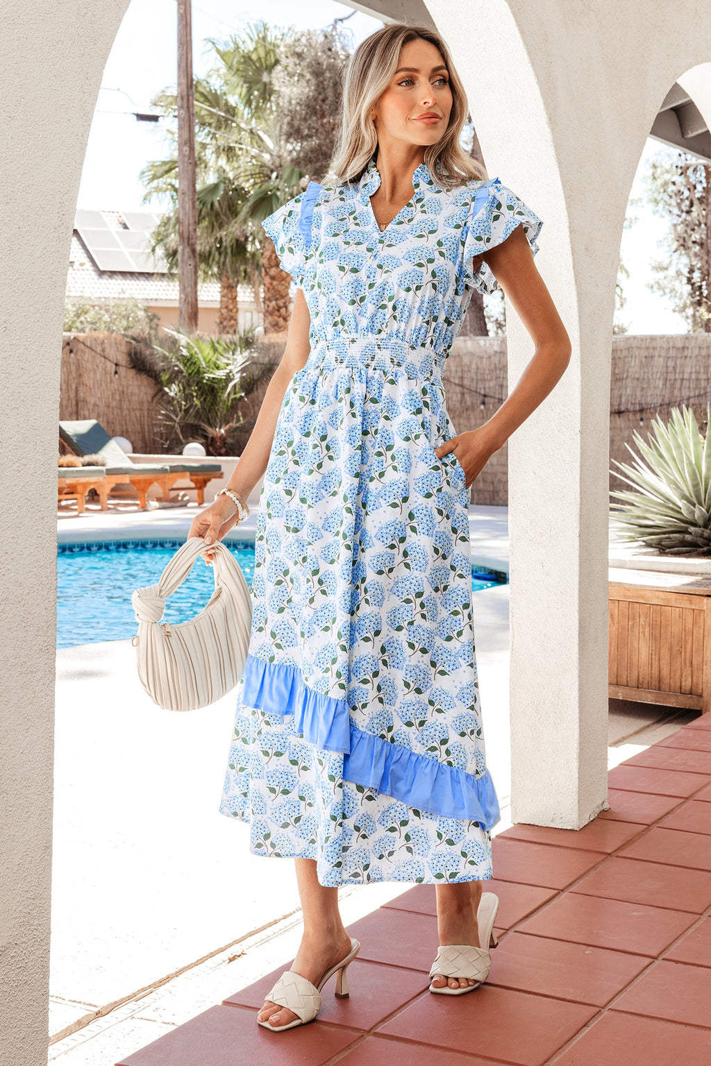 Marlee Flutter Sleeve Long Dress