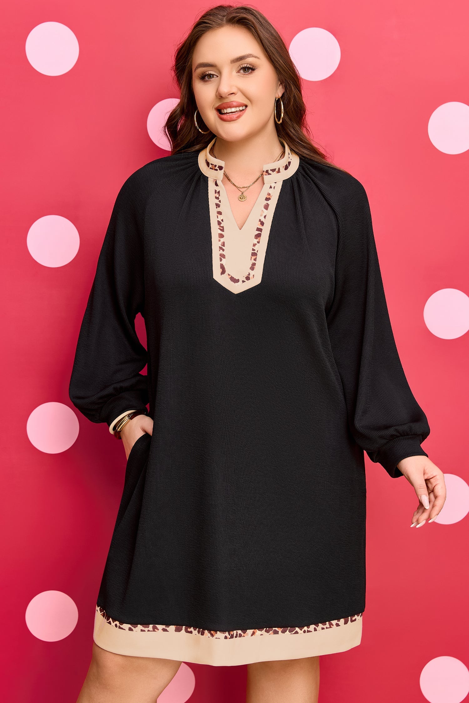 Ainsley Block Trim Ribbed PLUS Dress