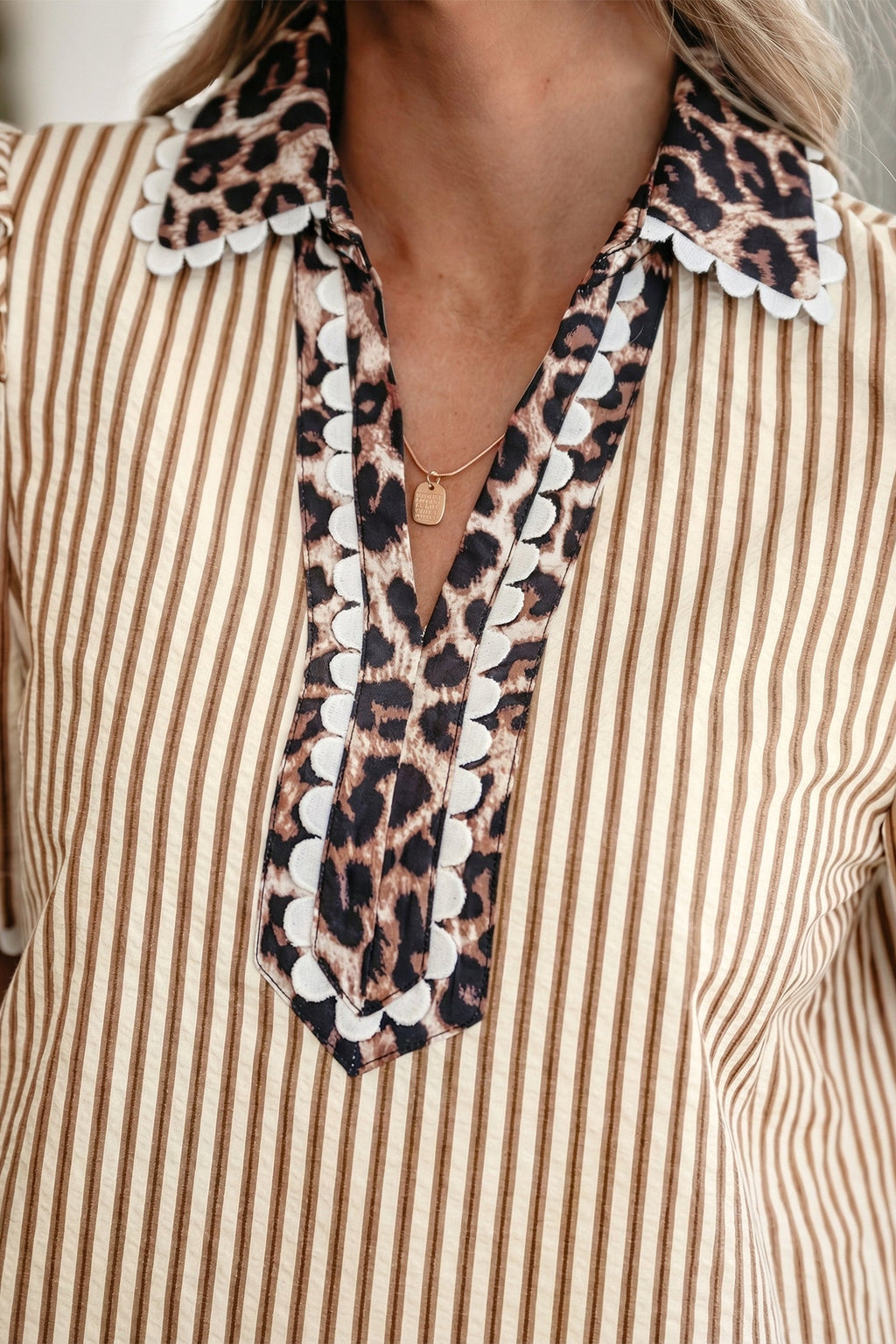 Laila Sleeve Patchwork Collar Blouse